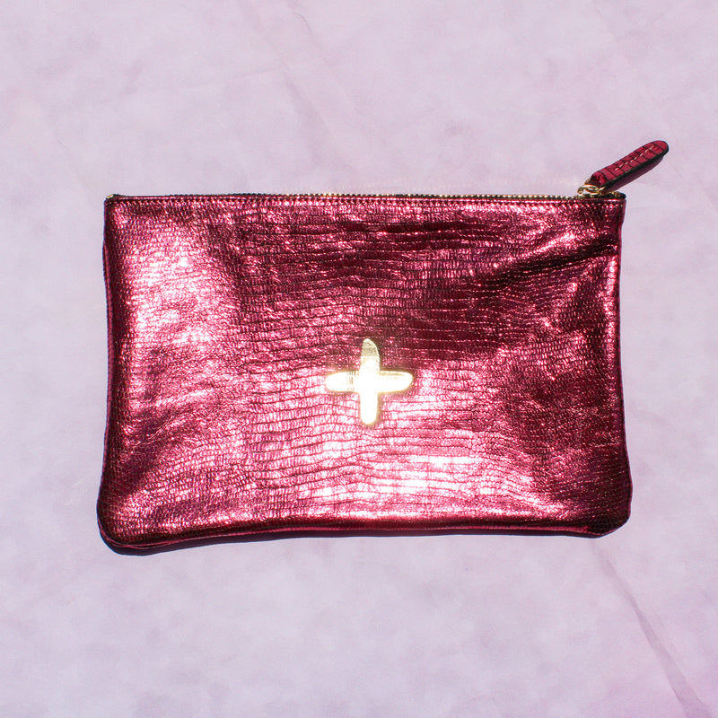 Shimmer Leather Pouch - Medium