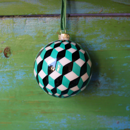 Hand Painted Tumbling Block Bauble Ornament