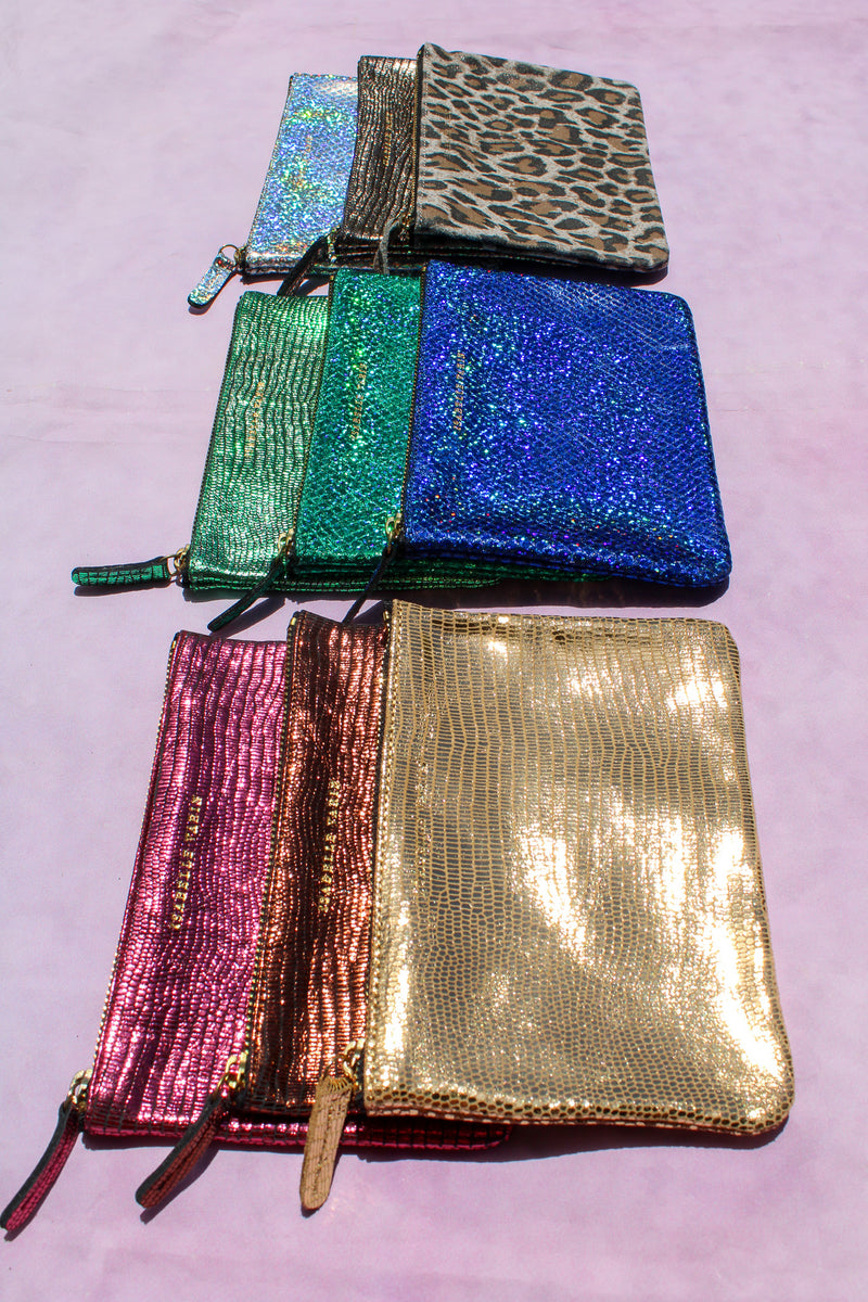 Shimmer Leather Pouch - Medium