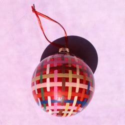 Rainbow Plaid Bauble Ornament