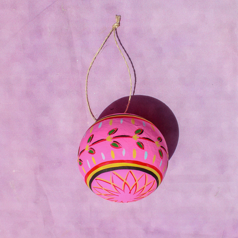 Hot Pink Hand Painted Folklore Bauble Ornament