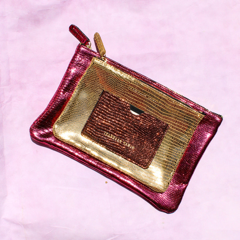 Shimmer Leather Pouch - Medium