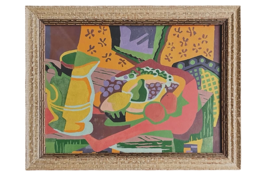 Modernist Still Life Painting on Canvas in Vintage Frame