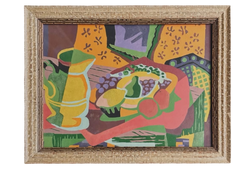 Modernist Still Life Painting on Canvas in Vintage Frame