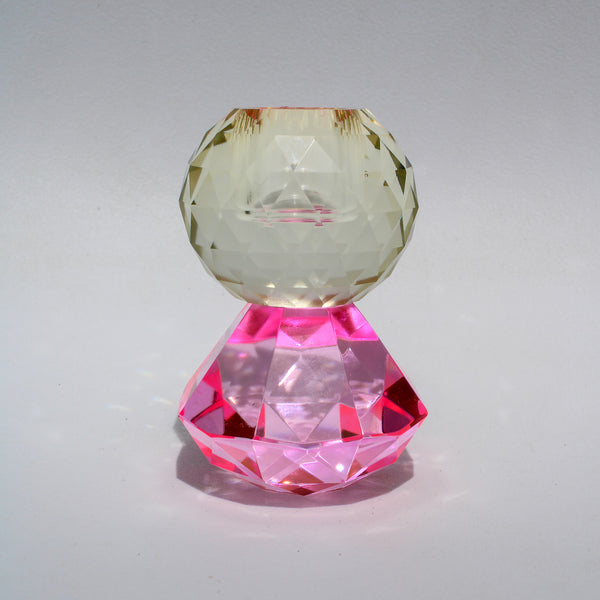 Faceted Ball on Diamond Crystal Candleholder