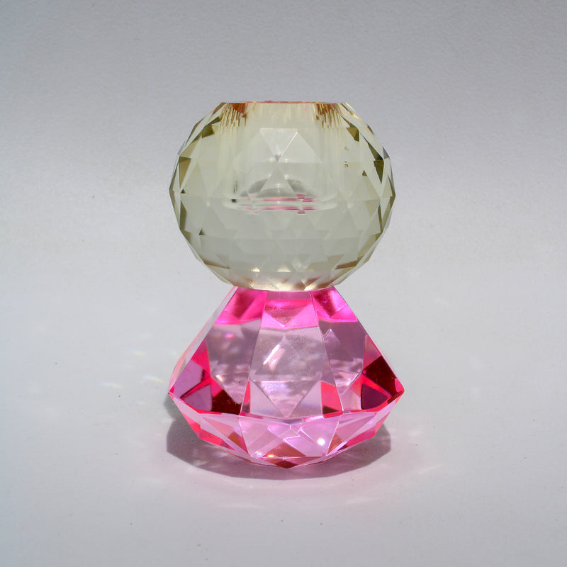Ring Crystal Candleholder - Pink