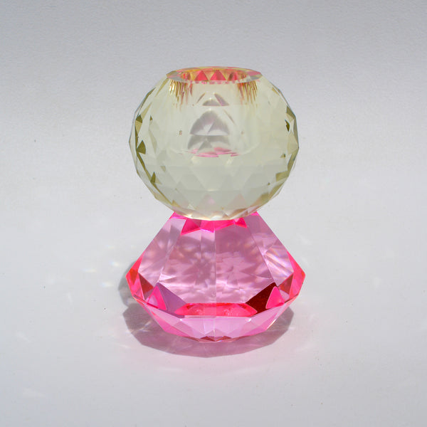 Faceted Ball on Diamond Crystal Candleholder