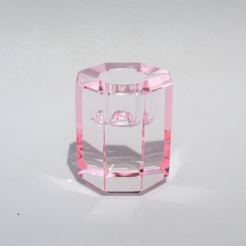 Tall Crystal Candleholder - Light Pink