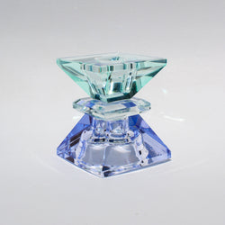 Double Triangle Crystal Candleholder - Light Mint/Blue