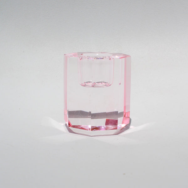 Tall Crystal Candleholder - Light Pink