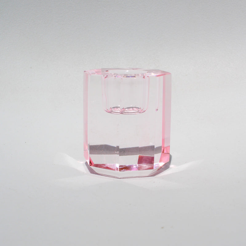 Tall Crystal Candleholder - Pink