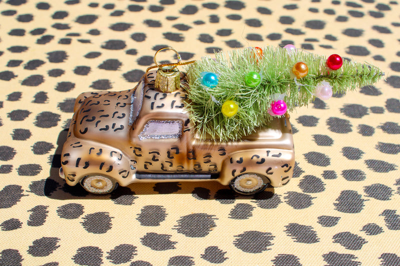 Leopard Print Truck with Xmas Tree Ornament