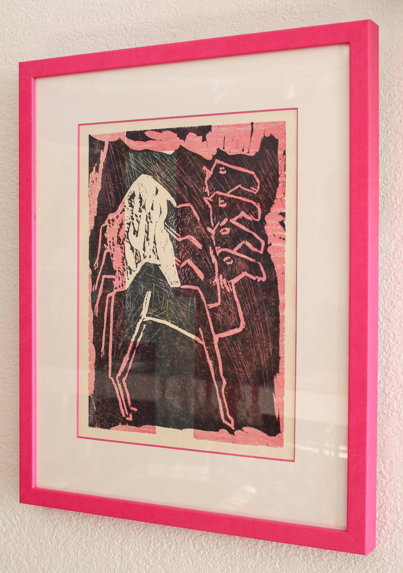 Framed "Le Dromadaire" Woodcut Print by Bernard Lorjou, 1965
