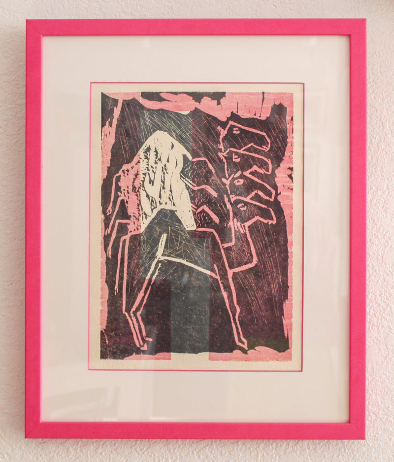 Framed "Le Dromadaire" Woodcut Print by Bernard Lorjou, 1965