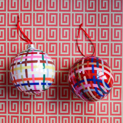 Rainbow Plaid Bauble Ornament