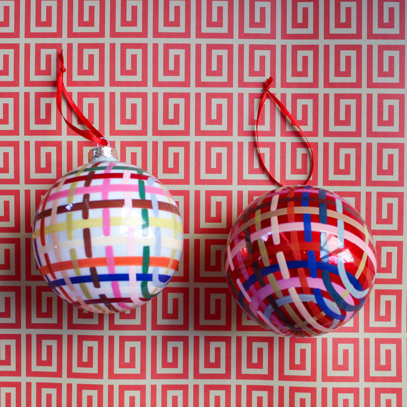 Rainbow Plaid Bauble Ornament