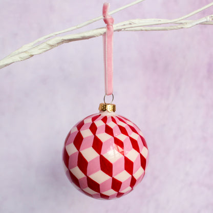 Hand Painted Tumbling Block Bauble Ornament