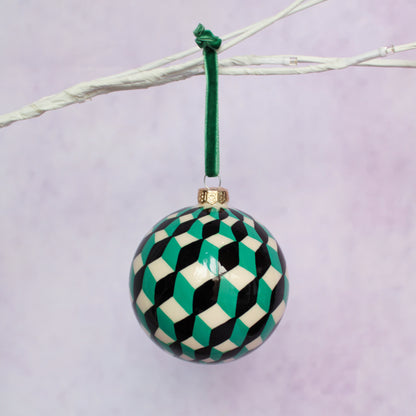 Hand Painted Tumbling Block Bauble Ornament