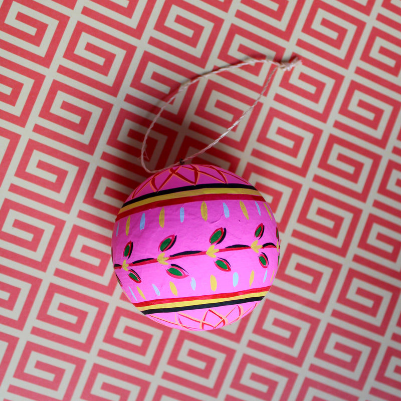 Hot Pink Hand Painted Folklore Bauble Ornament
