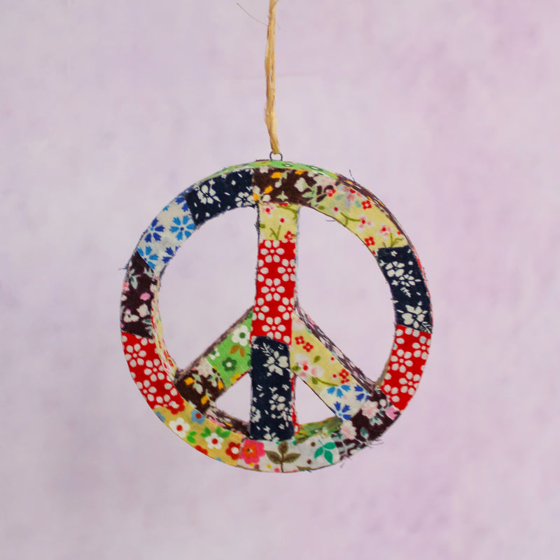 Patchwork Peace Sign Ornament