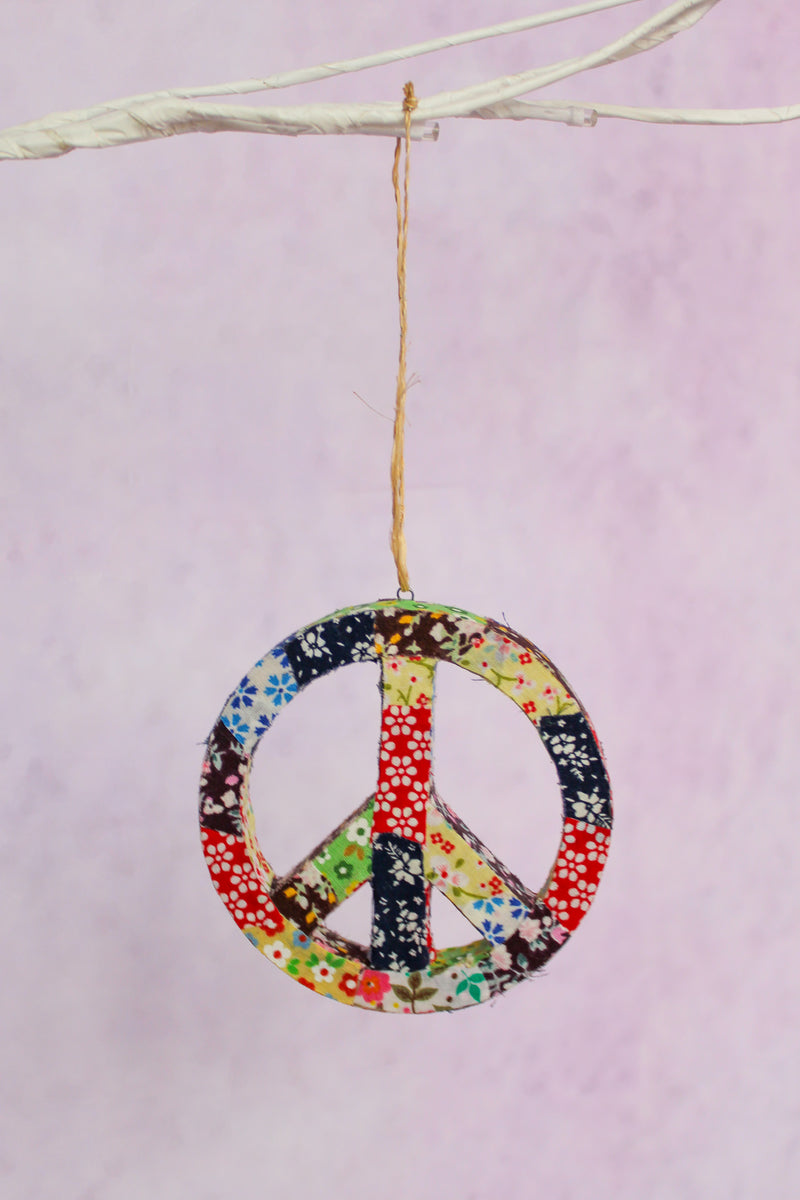 Patchwork Peace Sign Ornament
