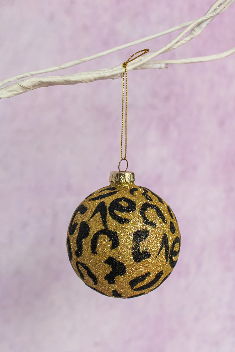 Glittered Leopard Bauble Ornament