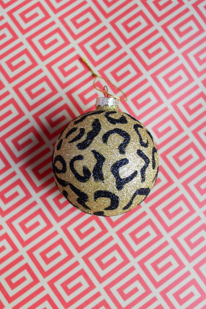 Glittered Leopard Bauble Ornament