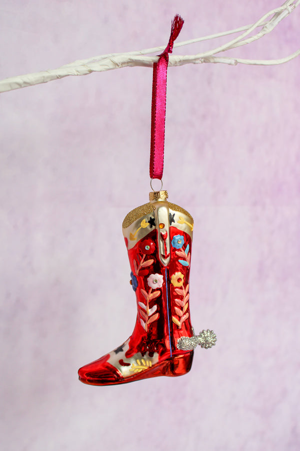 Rhinestone Cowboy Boot Ornament