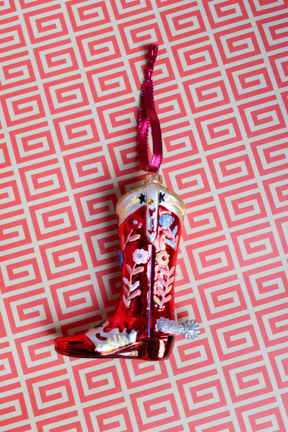 Rhinestone Cowboy Boot Ornament