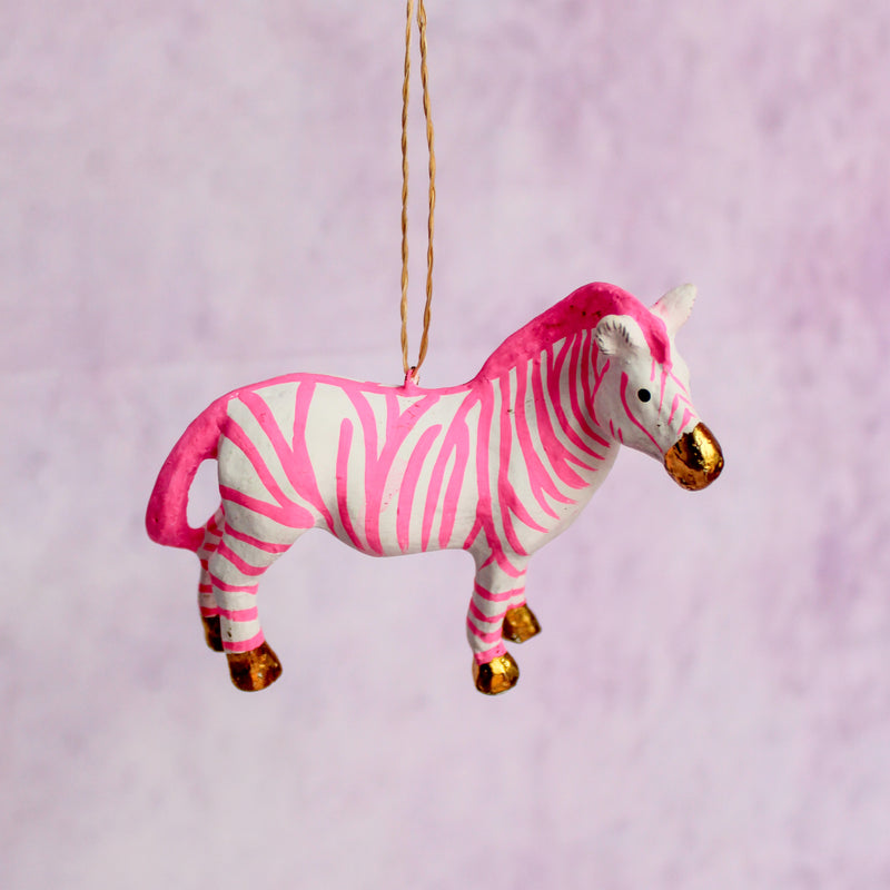 Hot Pink Zebra Ornament