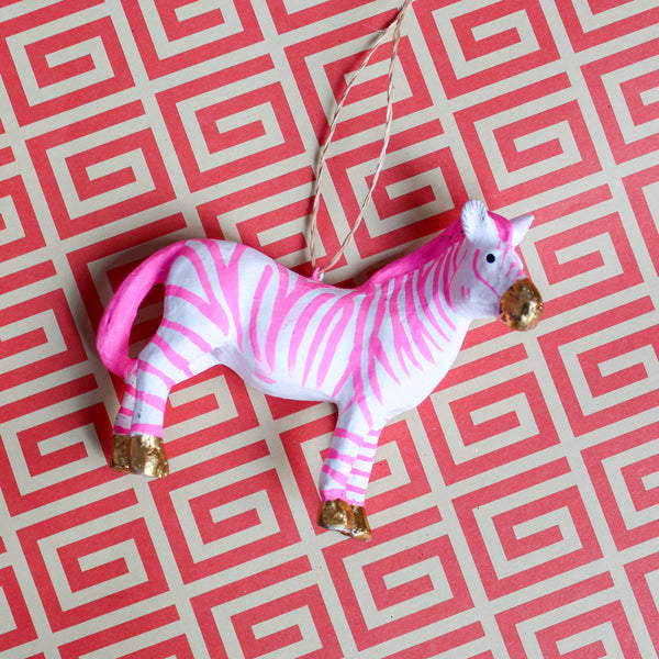 Hot Pink Zebra Ornament