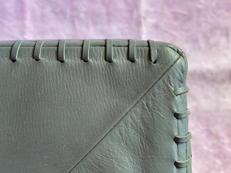 Riad Leather Cube Ottoman Charcoal Grey