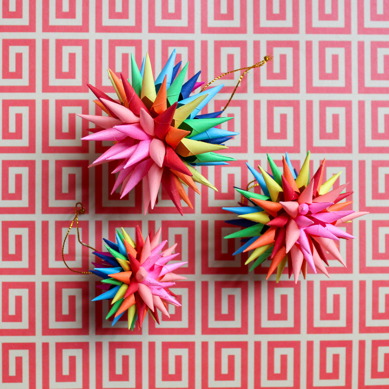 Rainbow Paper Starburst Ornament