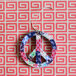 Patchwork Peace Sign Ornament