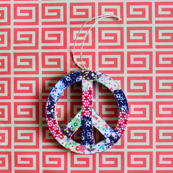 Patchwork Peace Sign Ornament