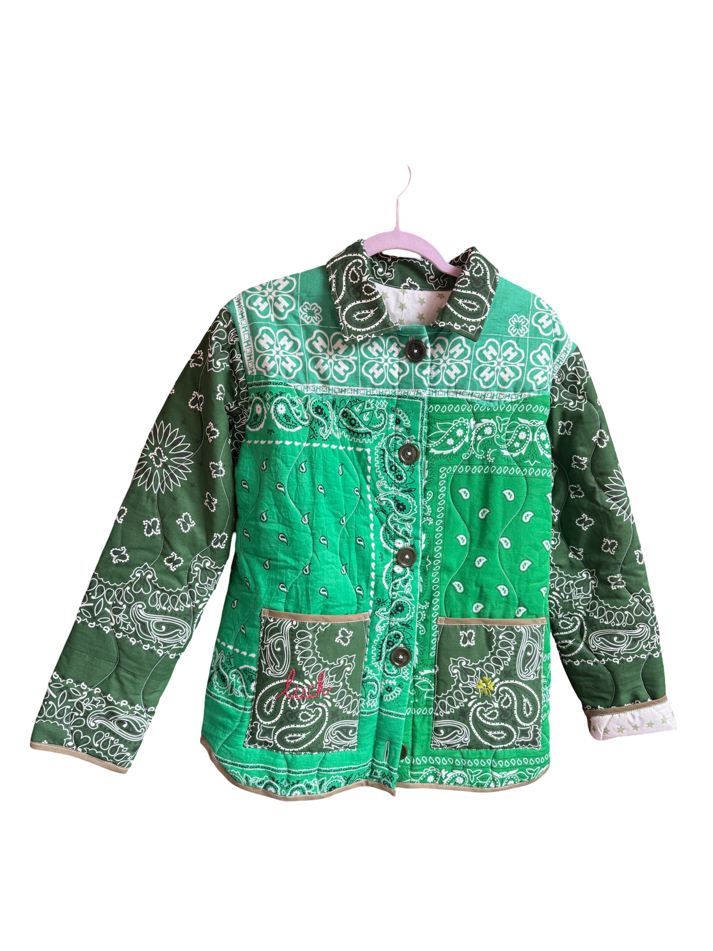 One of a Kind Quilted Bandana Jacket - Green No. 206 (Lucky Clover)
