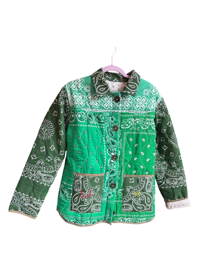 One of a Kind Quilted Bandana Jacket - Green No. 206 (Lucky Clover)