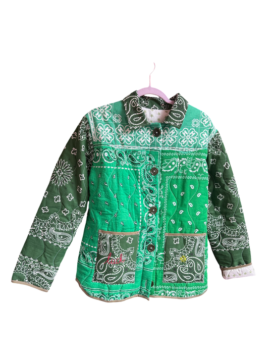 One of a Kind Quilted Bandana Jacket - Green No. 206 (Lucky Clover)