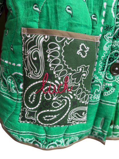 One of a Kind Quilted Bandana Jacket - Green No. 206 (Lucky Clover)