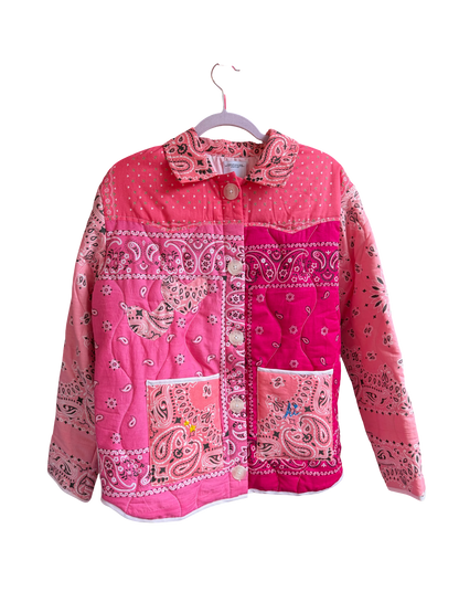 One of a Kind Quilted Bandana Jacket - Pink No. 208 (Star)