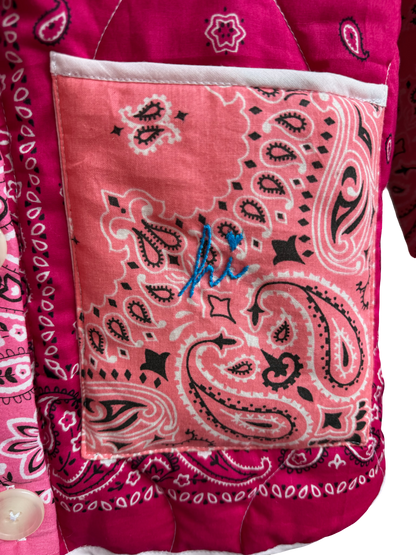 One of a Kind Quilted Bandana Jacket - Pink No. 208 (Star)