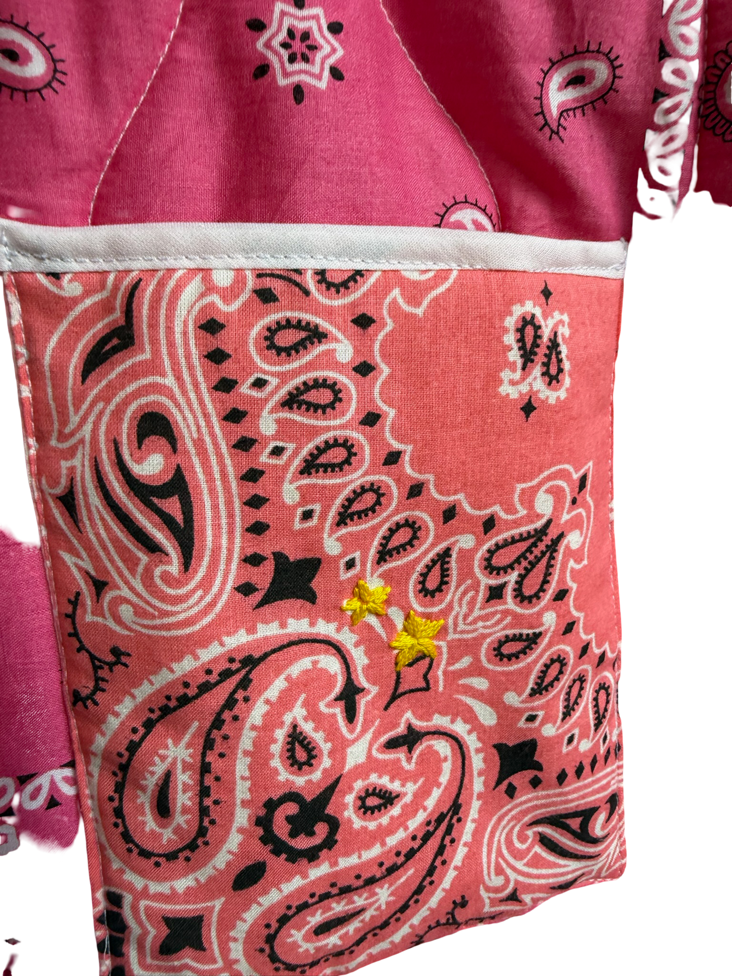 One of a Kind Quilted Bandana Jacket - Pink No. 208 (Star)
