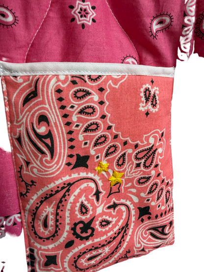 One of a Kind Quilted Bandana Jacket - Pink No. 208 (Star)