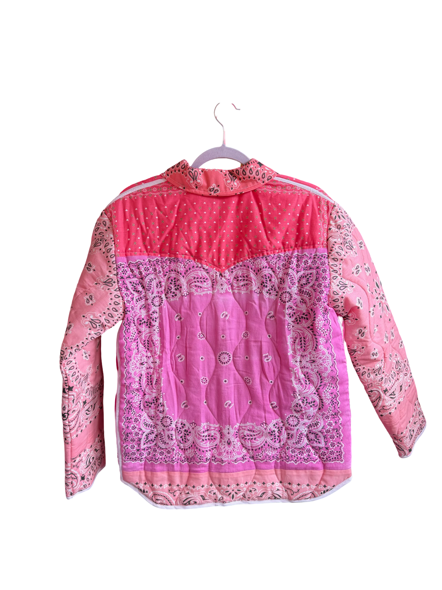 One of a Kind Quilted Bandana Jacket - Pink No. 208 (Star)