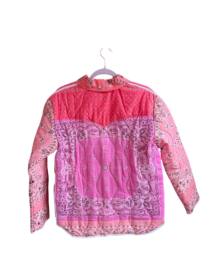 One of a Kind Quilted Bandana Jacket - Pink No. 208 (Star)