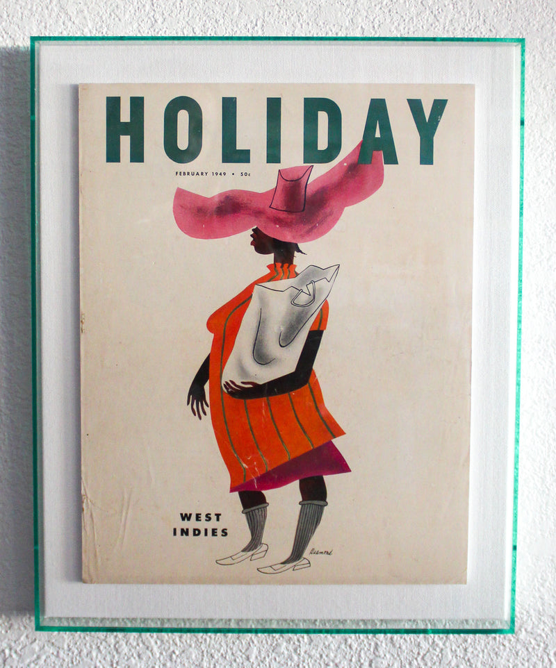 Framed Holiday Magazine Cover - February 1949, "West Indies" (Pink Frame)