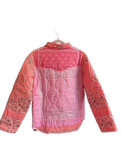 One of a Kind Quilted Bandana Jacket - Pink No. 209 (Sun & Hearts)