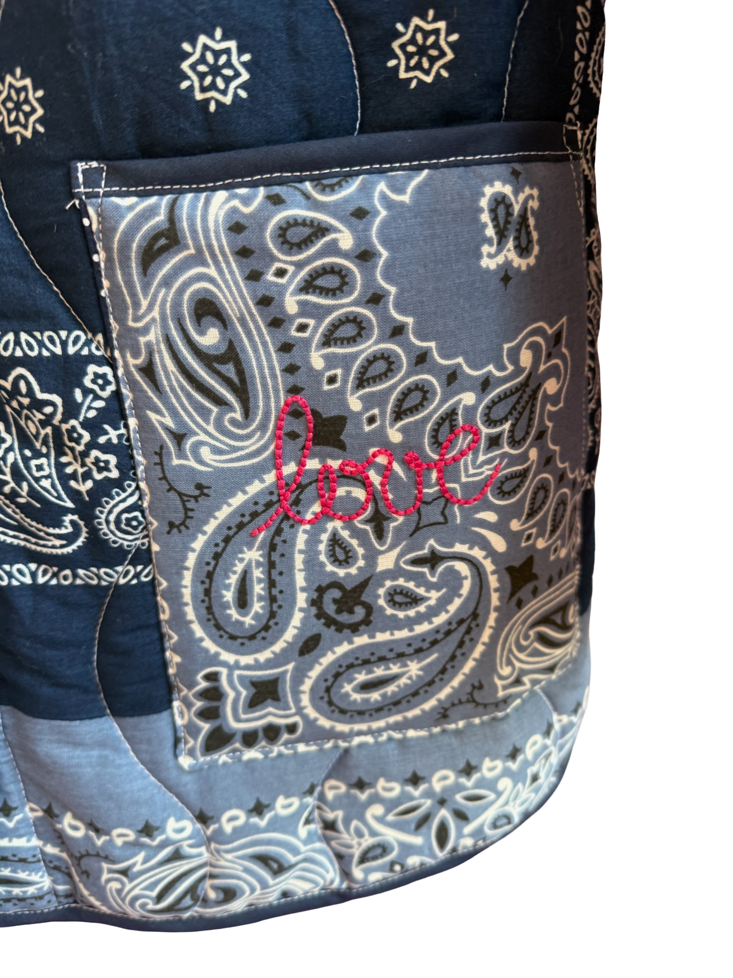 One of a Kind Quilted Bandana Jacket - Blue No. 205 (Love)