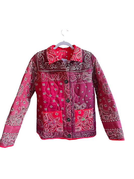 One of a Kind Quilted Bandana Jacket - Red No. 203 (Luck)