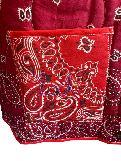 One of a Kind Quilted Bandana Jacket - Red No. 203 (Luck)